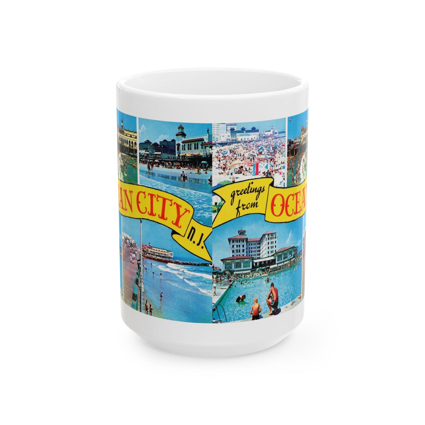 Memebly Retro 1950s Greetings from Ocean City NJ New Jersey Coffee Mug