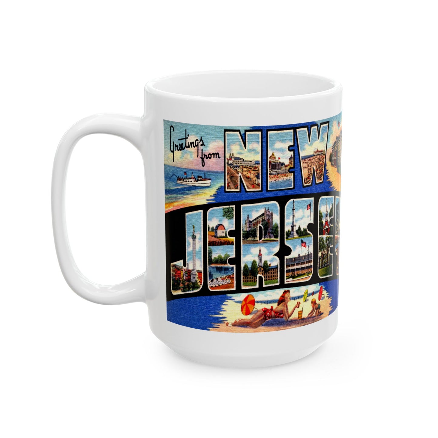 Memebly Scenic Vintage Greetings from New Jersey NJ Coffee Mug