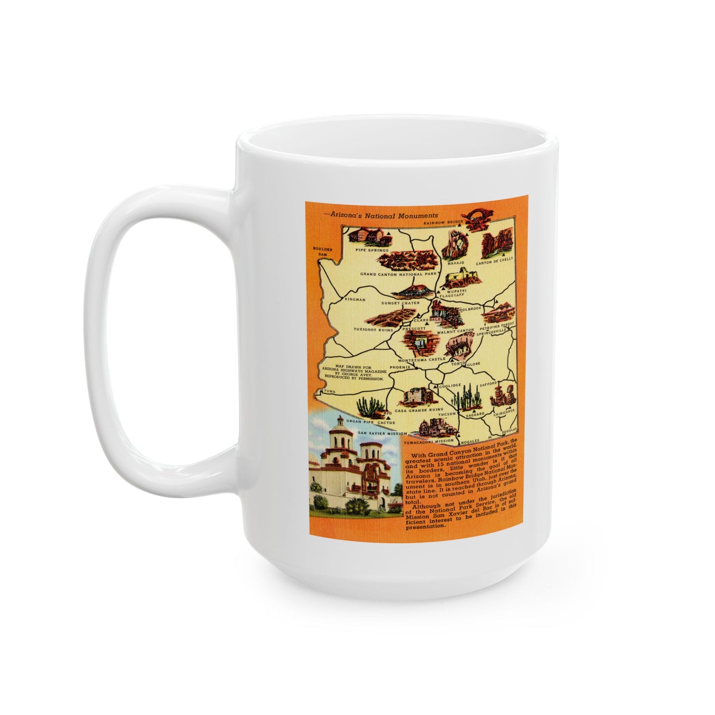 Memebly Vintage AZ Arizona Monuments Map Coffee Mug