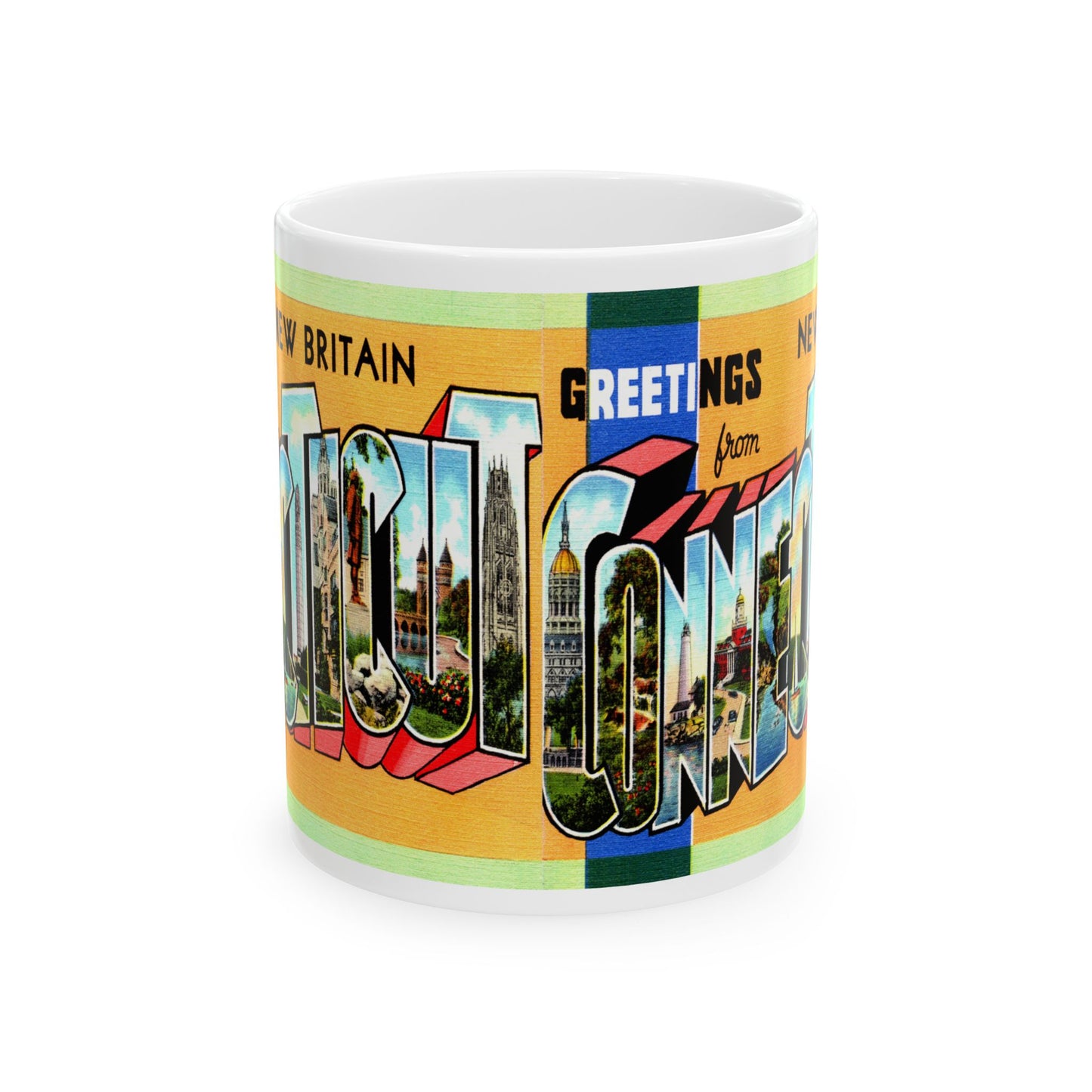 Memebly Vintage Greetings from New Britain CT Connecticut Coffee Mug