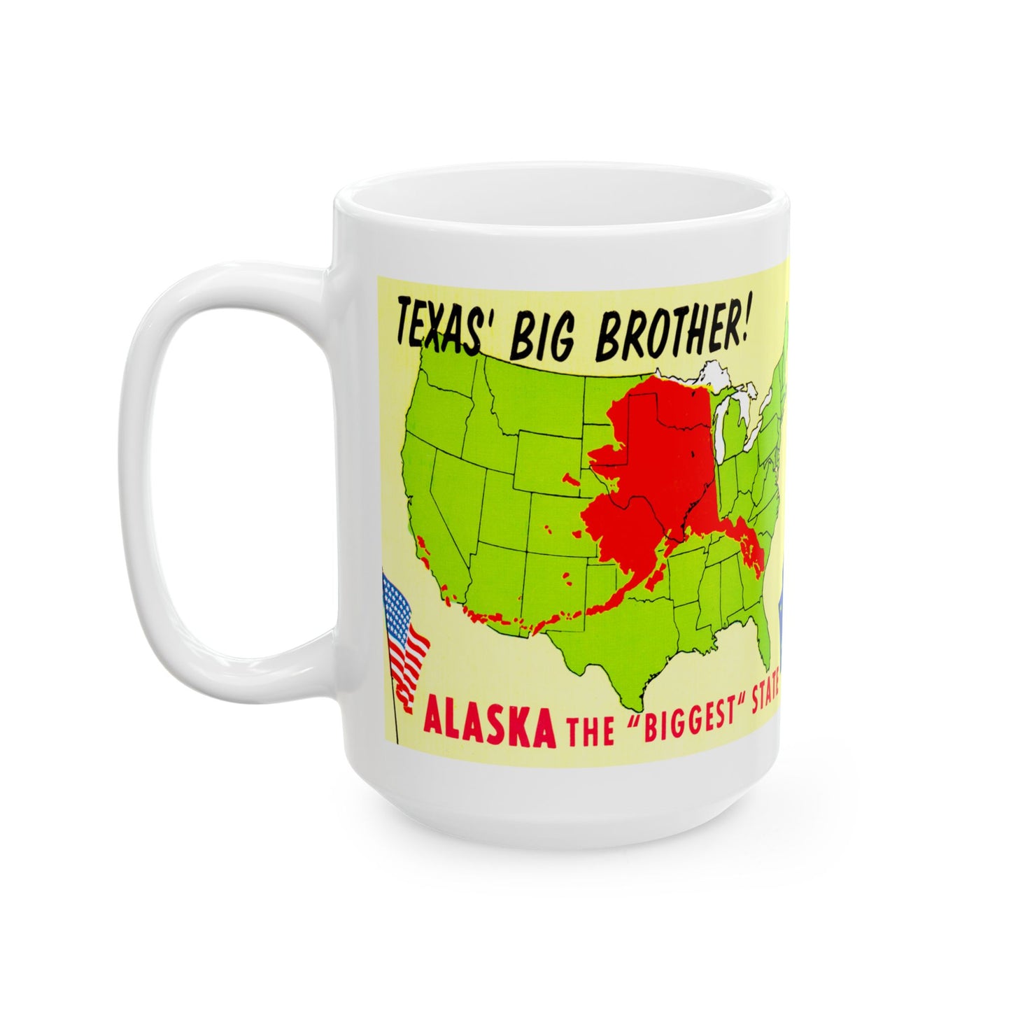 Memebly Vintage Texas Big Brother Alaska  Map Coffee Mug