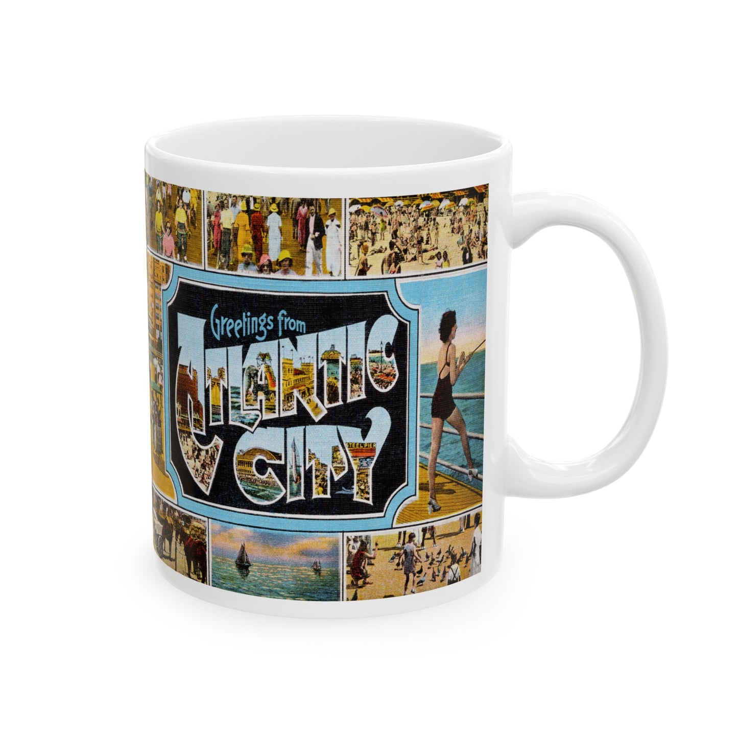 Memebly Scenic Vintage Greetings from Atlantic City NJ New Jersey Coffee Mug