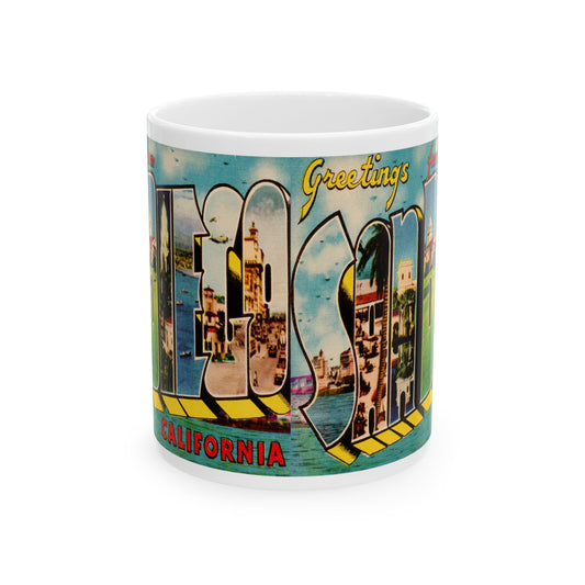 Memebly Colorful Vintage Greetings from San Diego CA California Coffee Mug