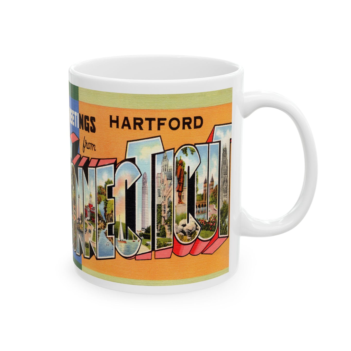 Memebly Colorful Retro Greetings from Hartford CT Coffee Mug