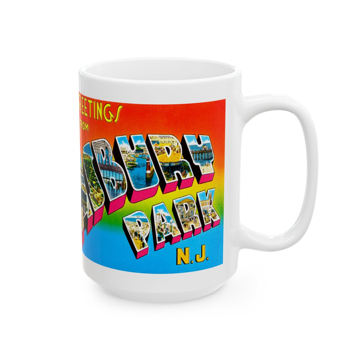 Memebly Vintage Greetings from Asbury Park NJ New Jersey Coffee Mug