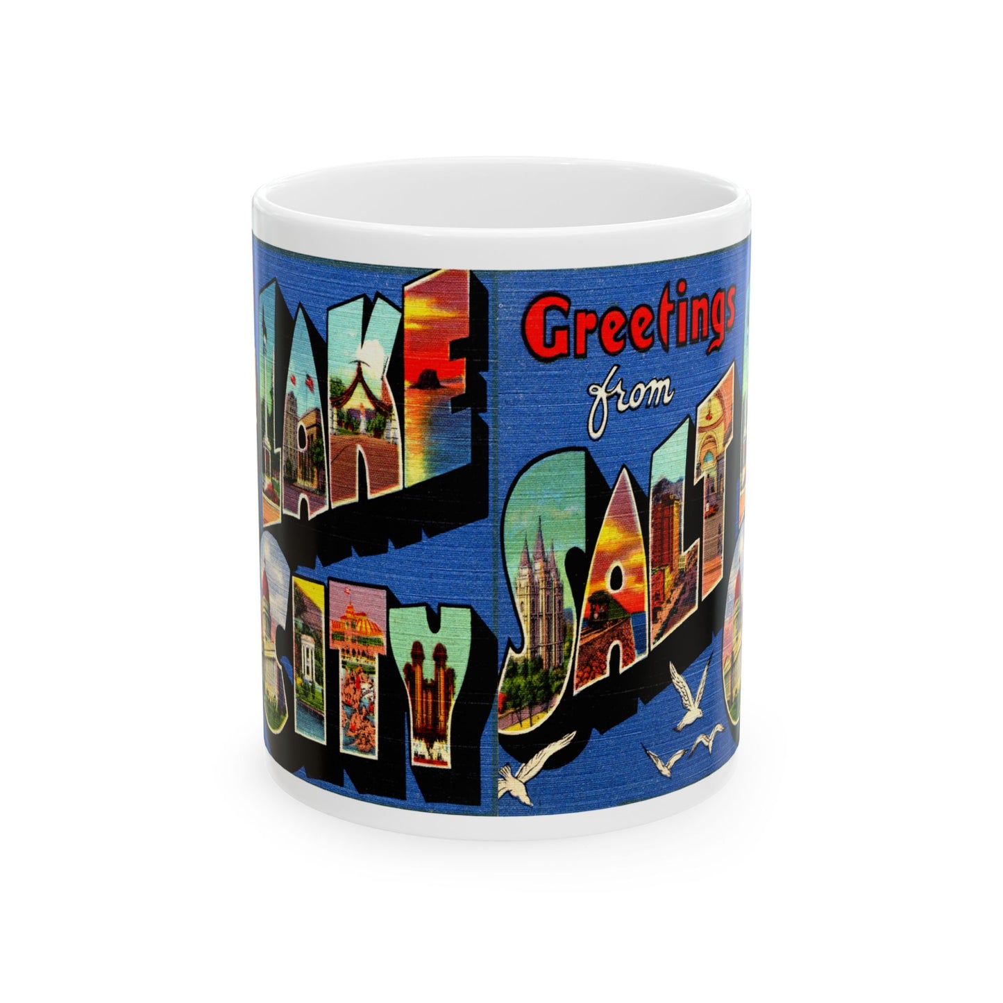 Memebly Colorful Retro Greetings from Salt Lake City UT Utah Coffee Mug