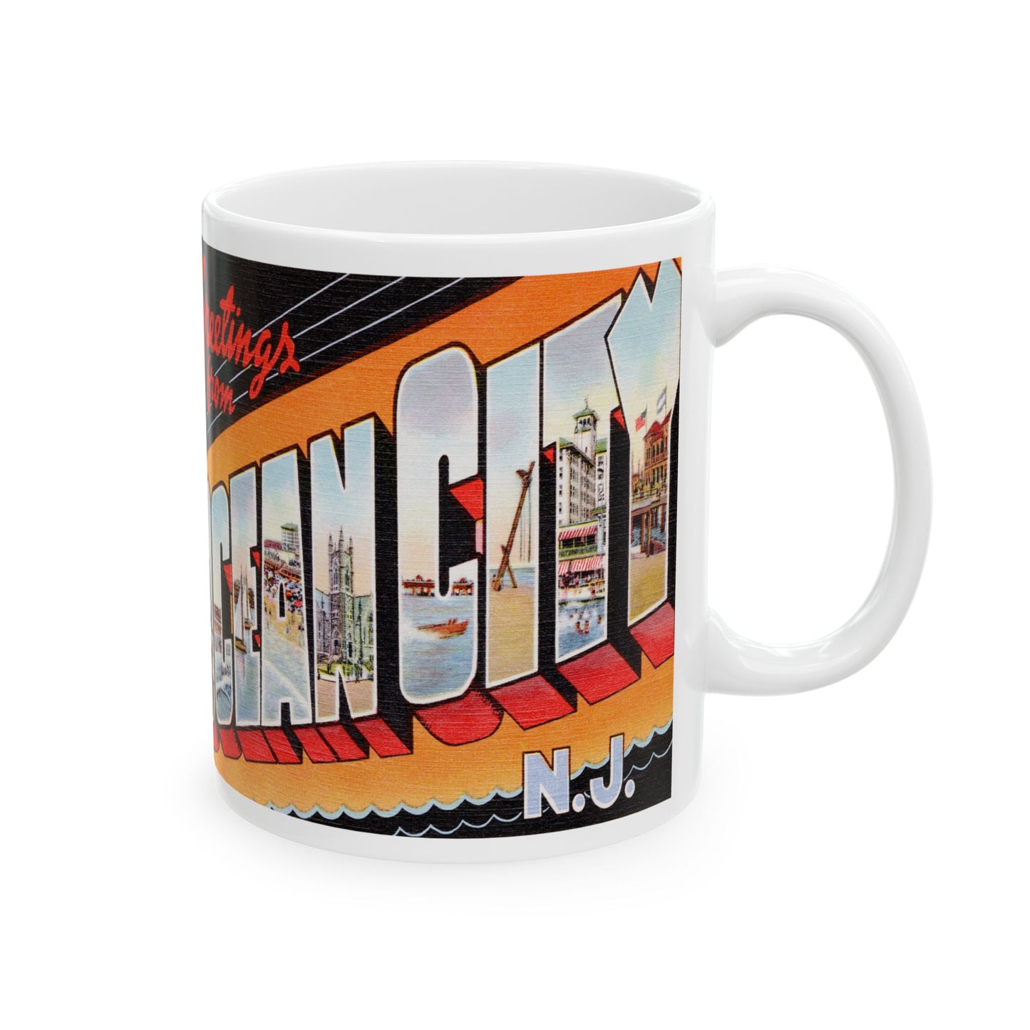 Memebly Vintage Greetings from Ocean City NJ New Jersey Coffee Mug