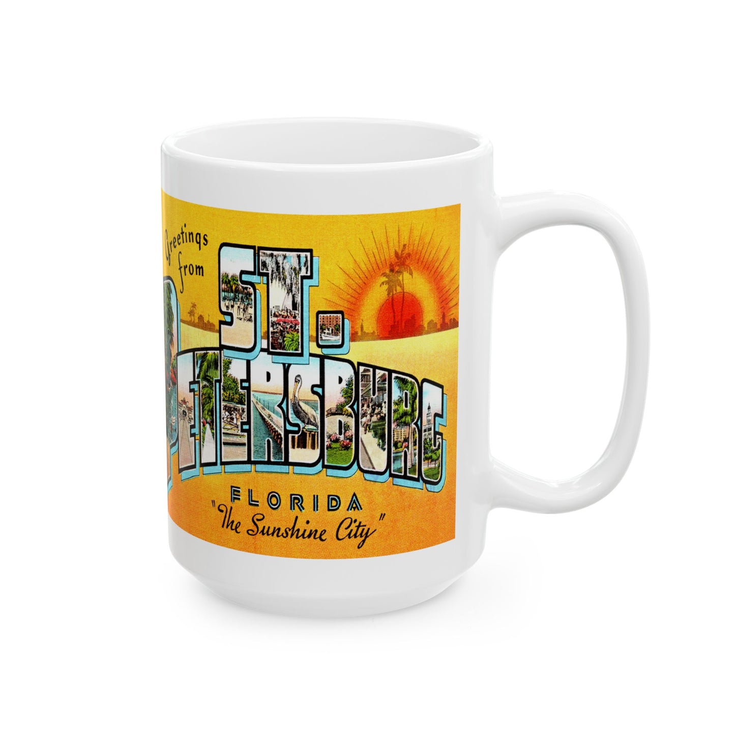 Memebly Retro Greetings from Saint St Petersburg FL Florida Coffee Mug