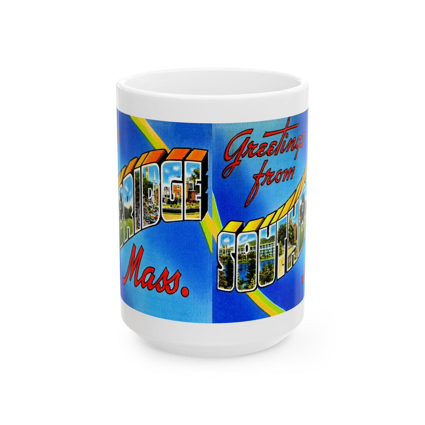 Memebly Vintage Greetings from Southbridge MA Massachusetts Coffee Mug