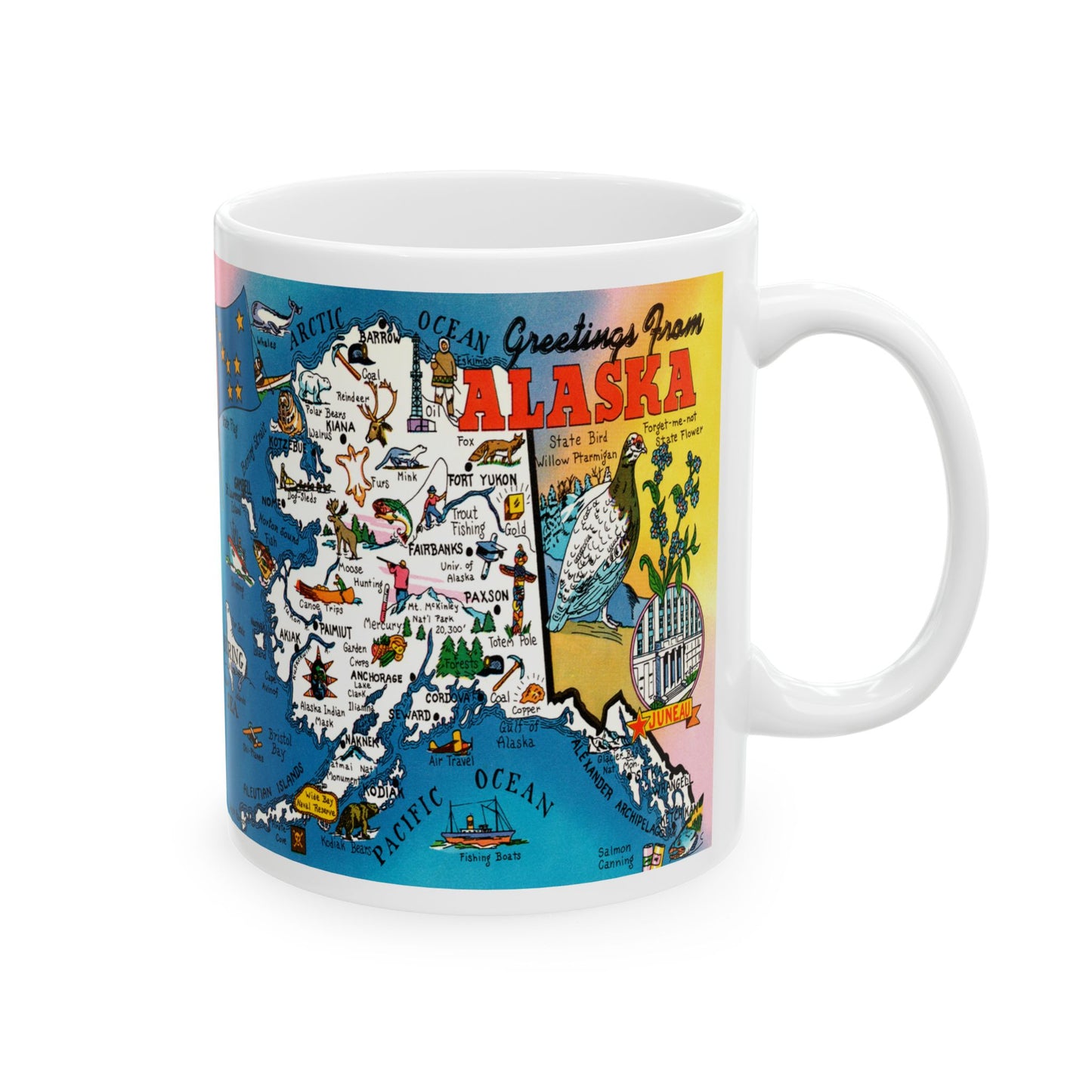 Memebly Retro Greetings from Alaska Map Coffee Mug