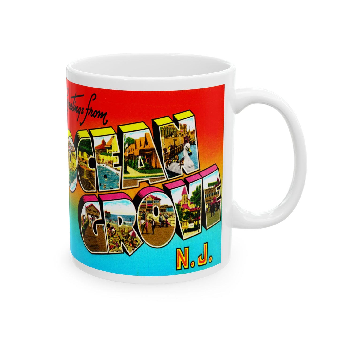 Memebly Vintage Greetings from Ocean Grove NJ New Jersey Coffee Mug