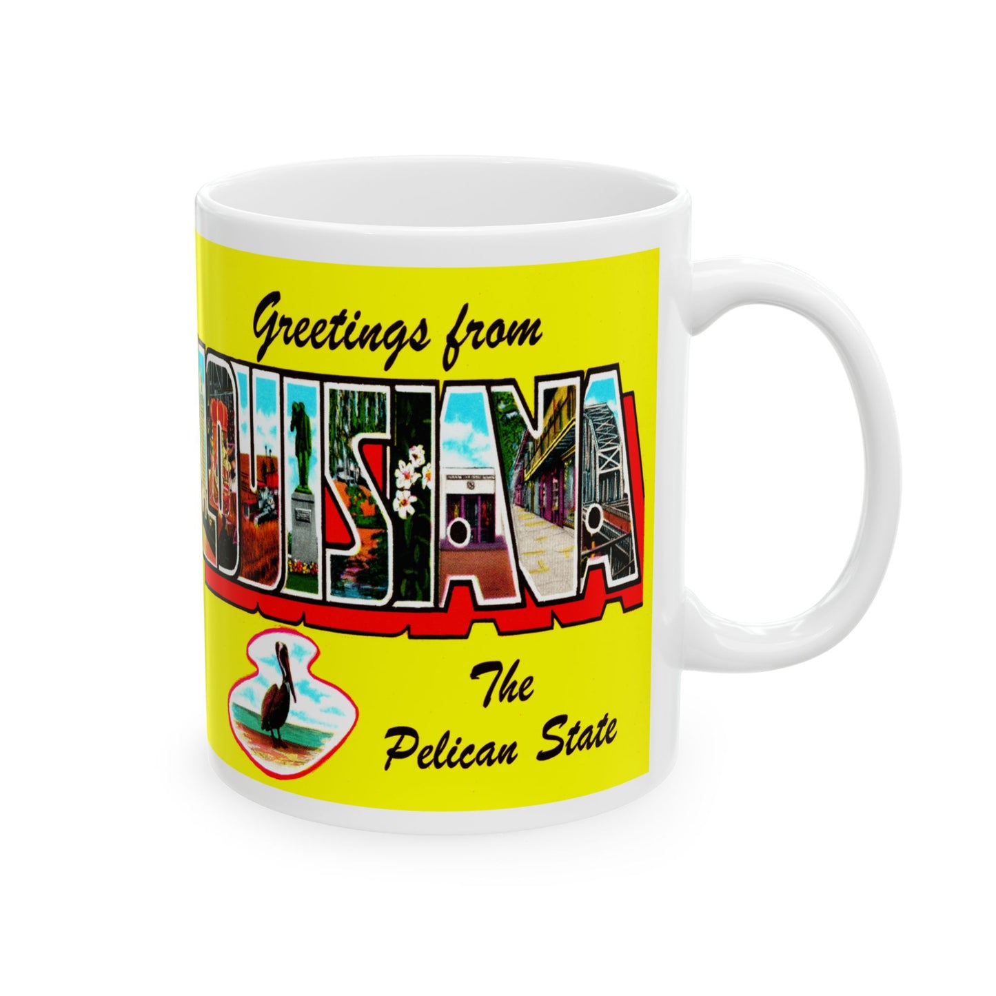 Memebly Retro 1950s Greetings from Louisiana LA Coffee Mug