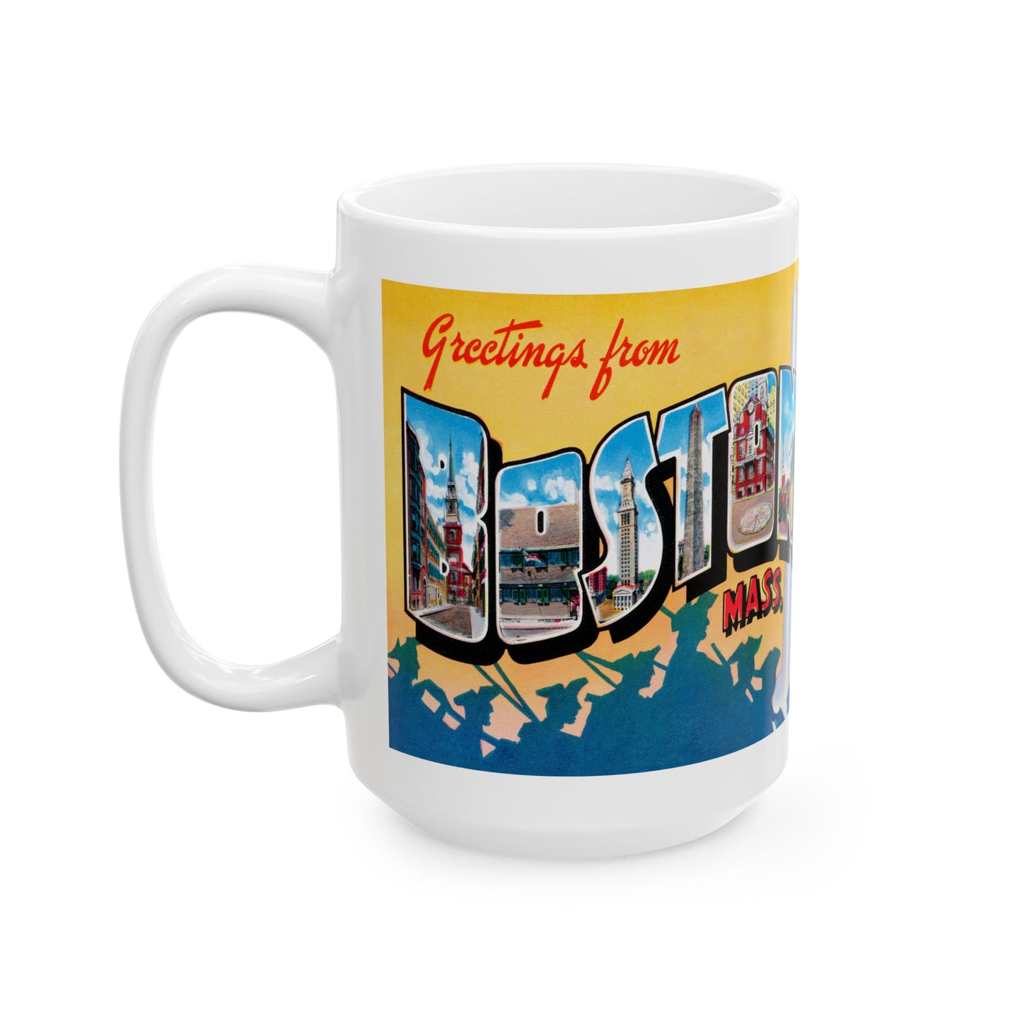 Memebly Retro 1950s Greetings from Boston MA Massachusetts Coffee Mug