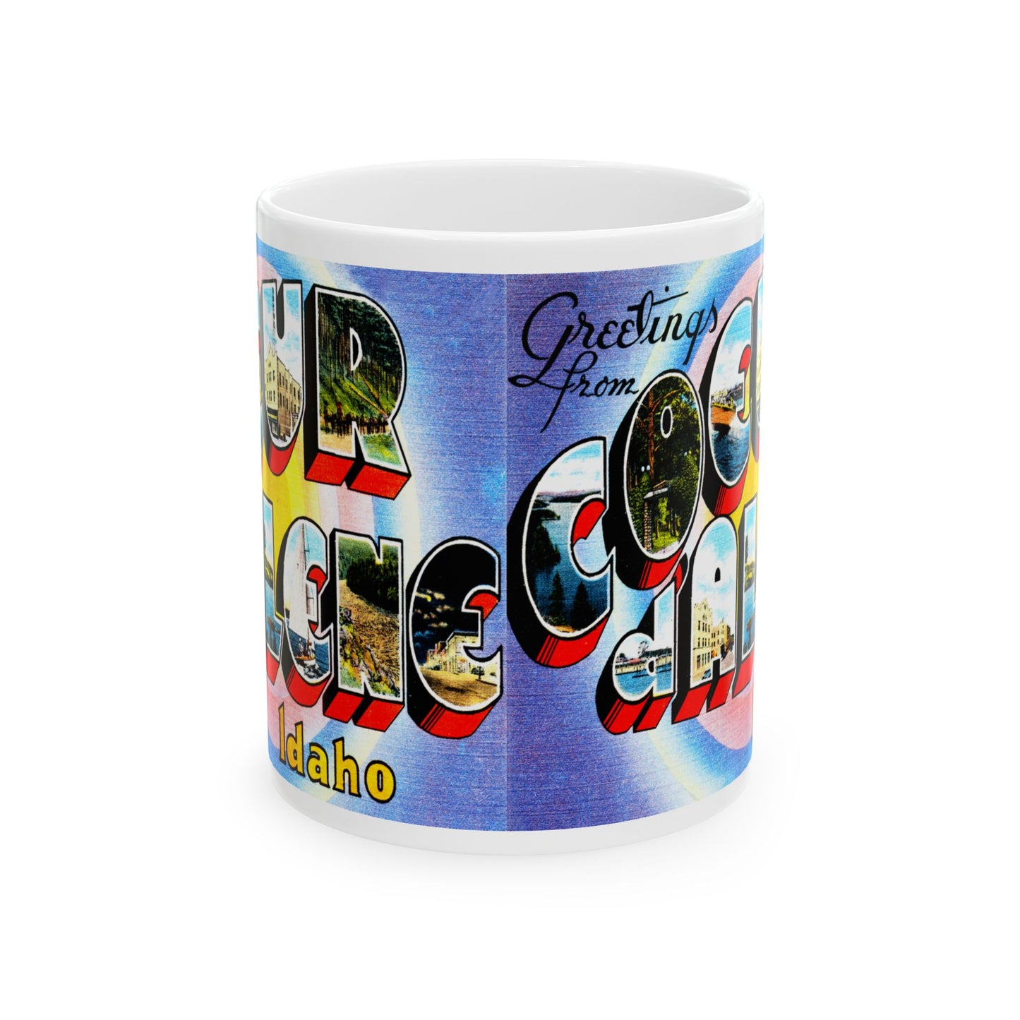 Memebly Vintage Greetings from Coeur d'Alene ID Coffee Mug