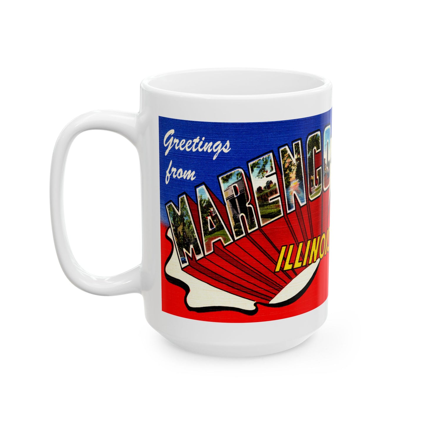 Memebly Vintage Greetings from Marengo IL Coffee Mug