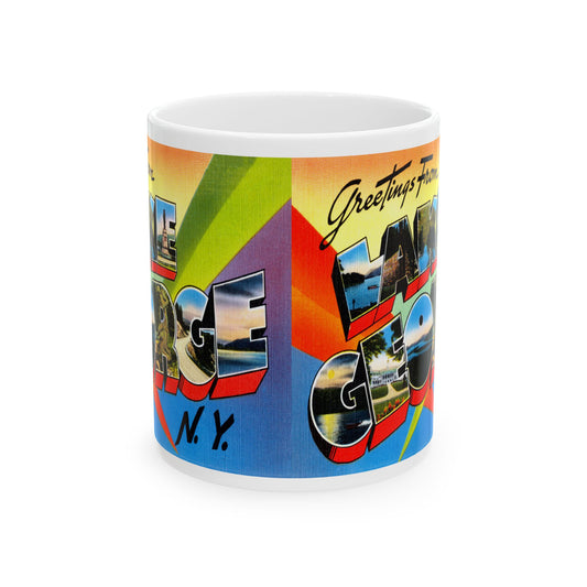 Memebly Colorful Vintage Greetings from Lake George NY New York Coffee Mug