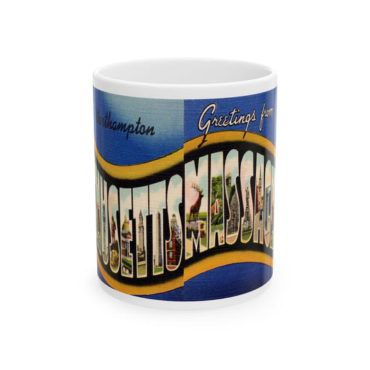 Memebly Vintage Greetings from Northampton MA Massachusetts Coffee Mug