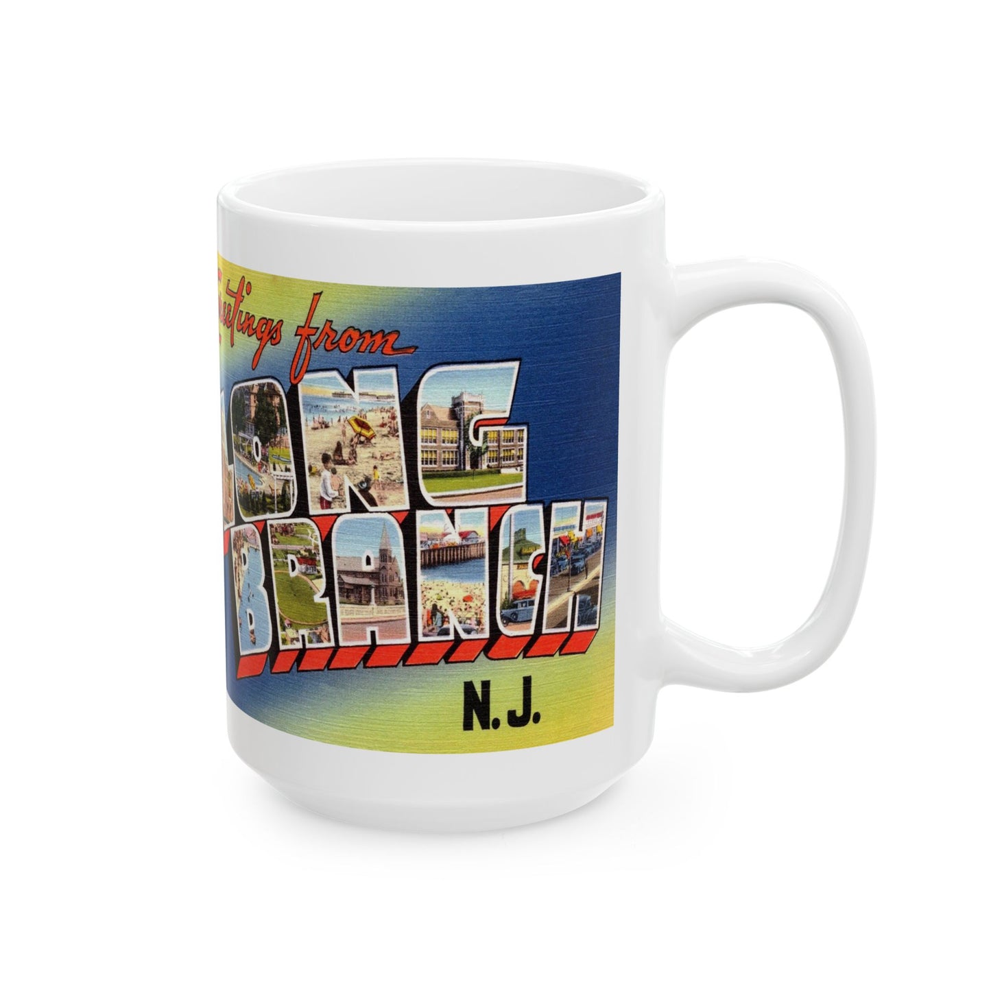 Memebly Retro Greetings from Long Branch NJ New Jersey Coffee Mug