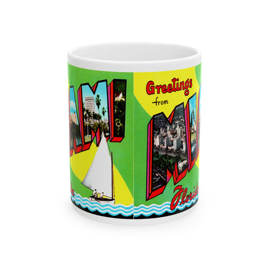 Memebly Retro 1950s Greetings from Miami FL Florida  Coffee Mug