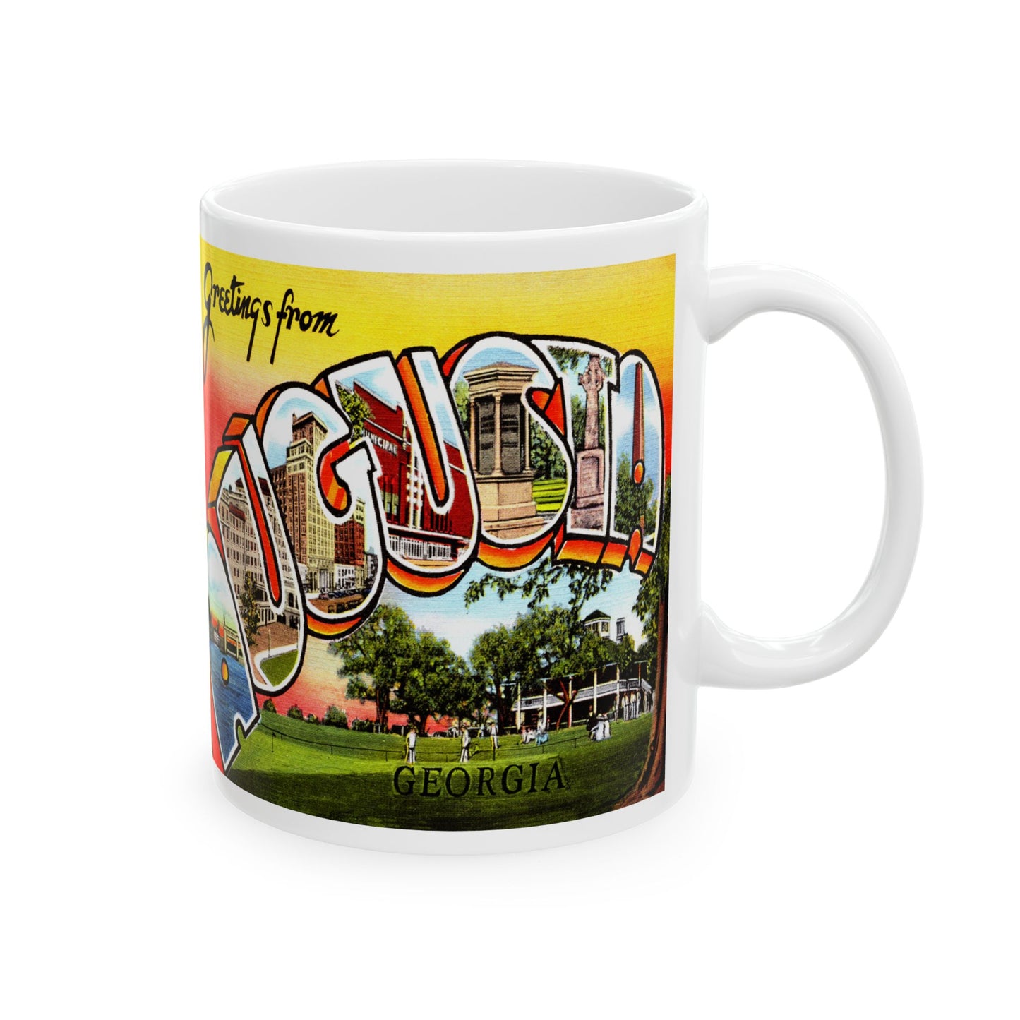 Memebly Sunset Vintage Greetings from Agusta GA Coffee Mug