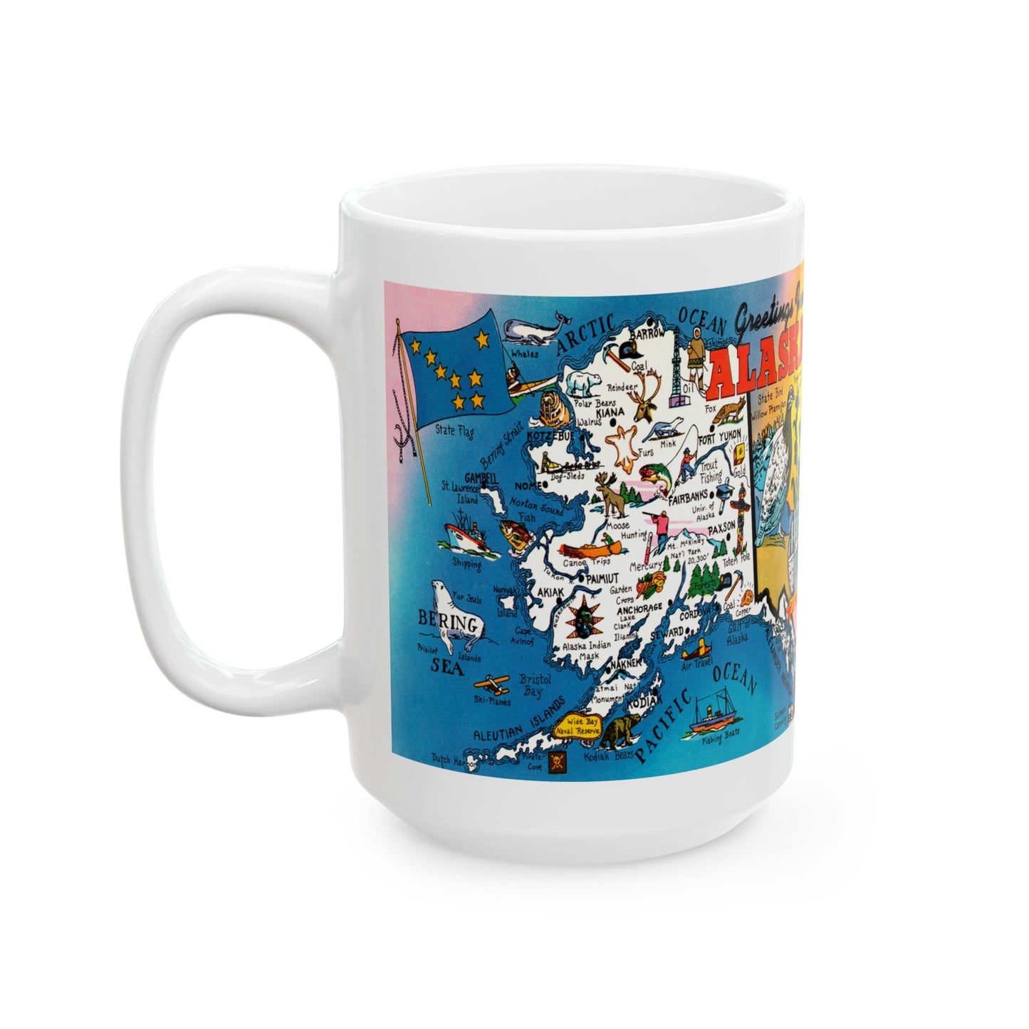 Memebly Retro Greetings from Alaska Map Coffee Mug