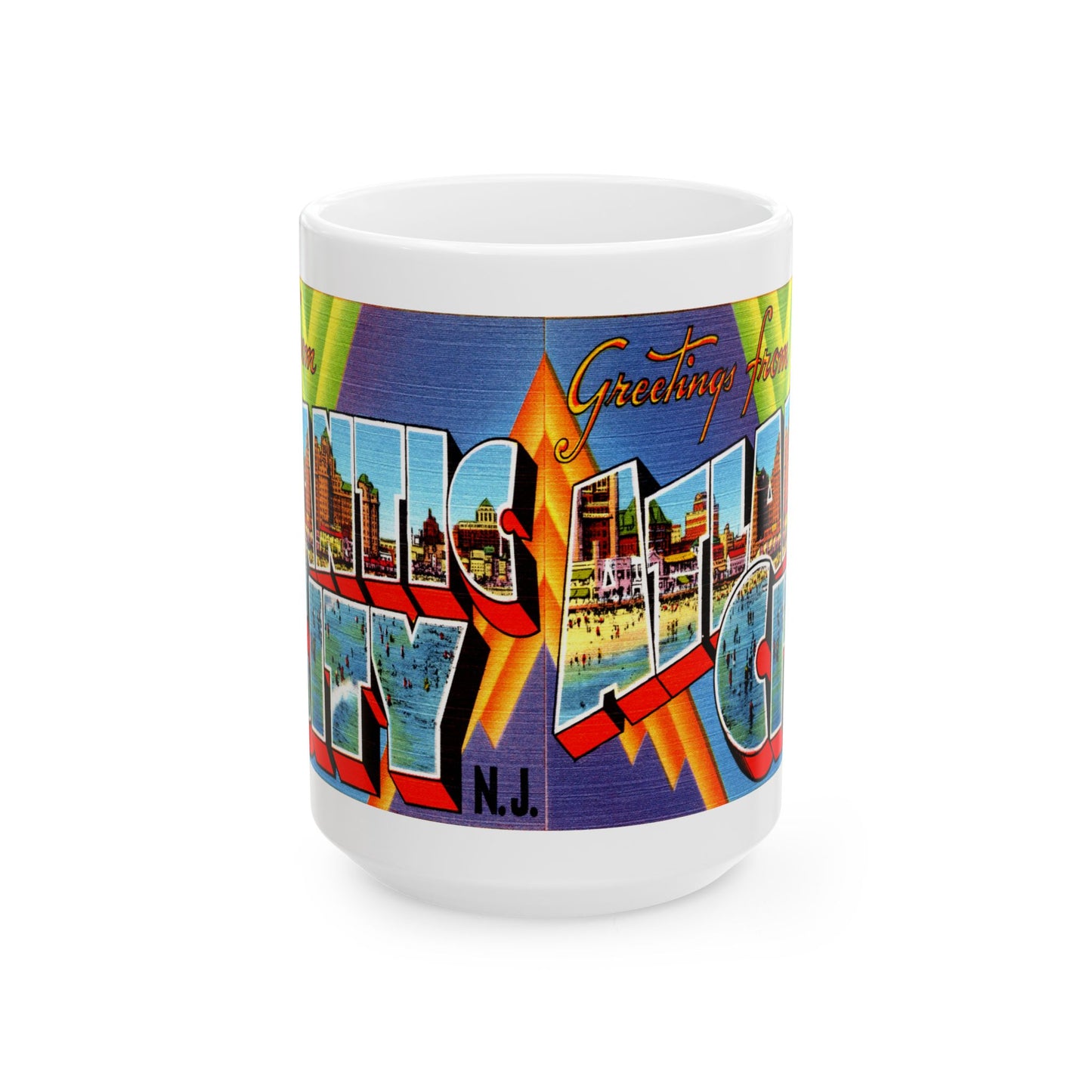 Memebly Vintage Greetings from Atlantic City NJ New Jersey Coffee Mug