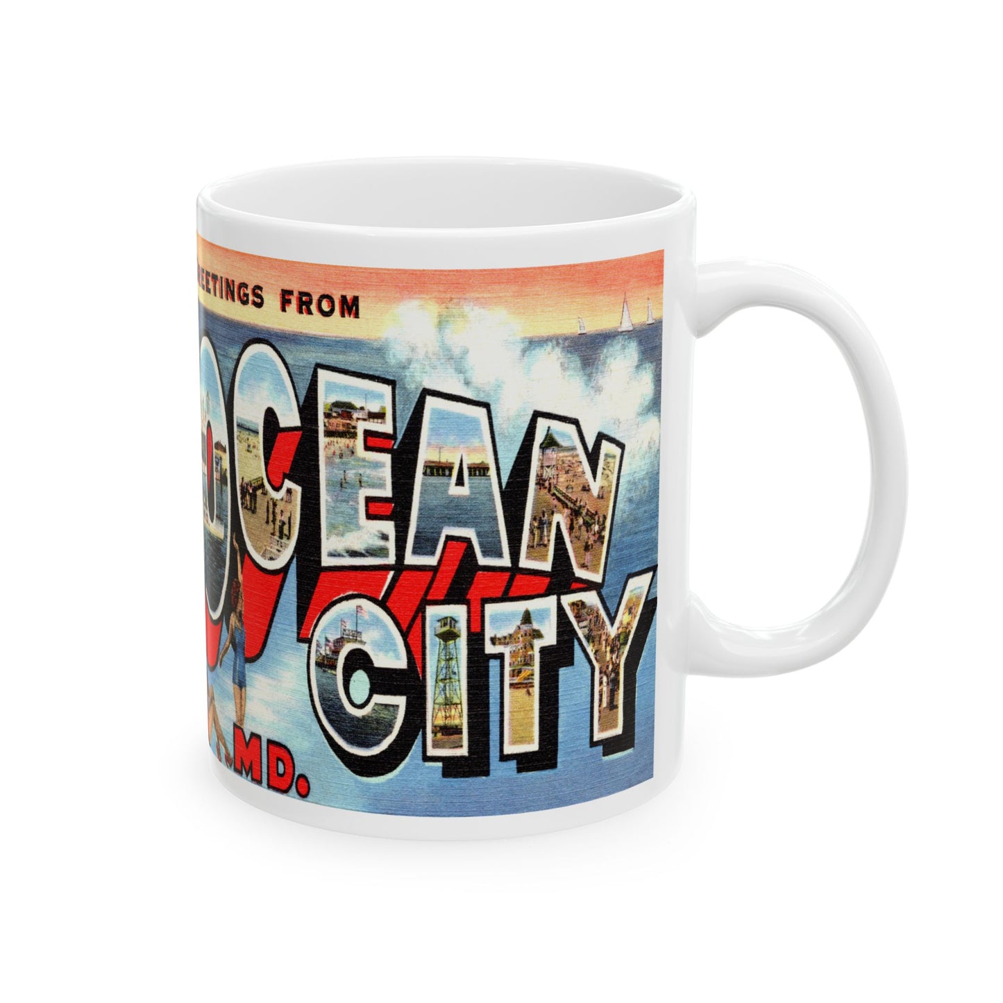 Memebly Scenic Vintage Greetings from Ocean City MD Maryland Coffee Mug