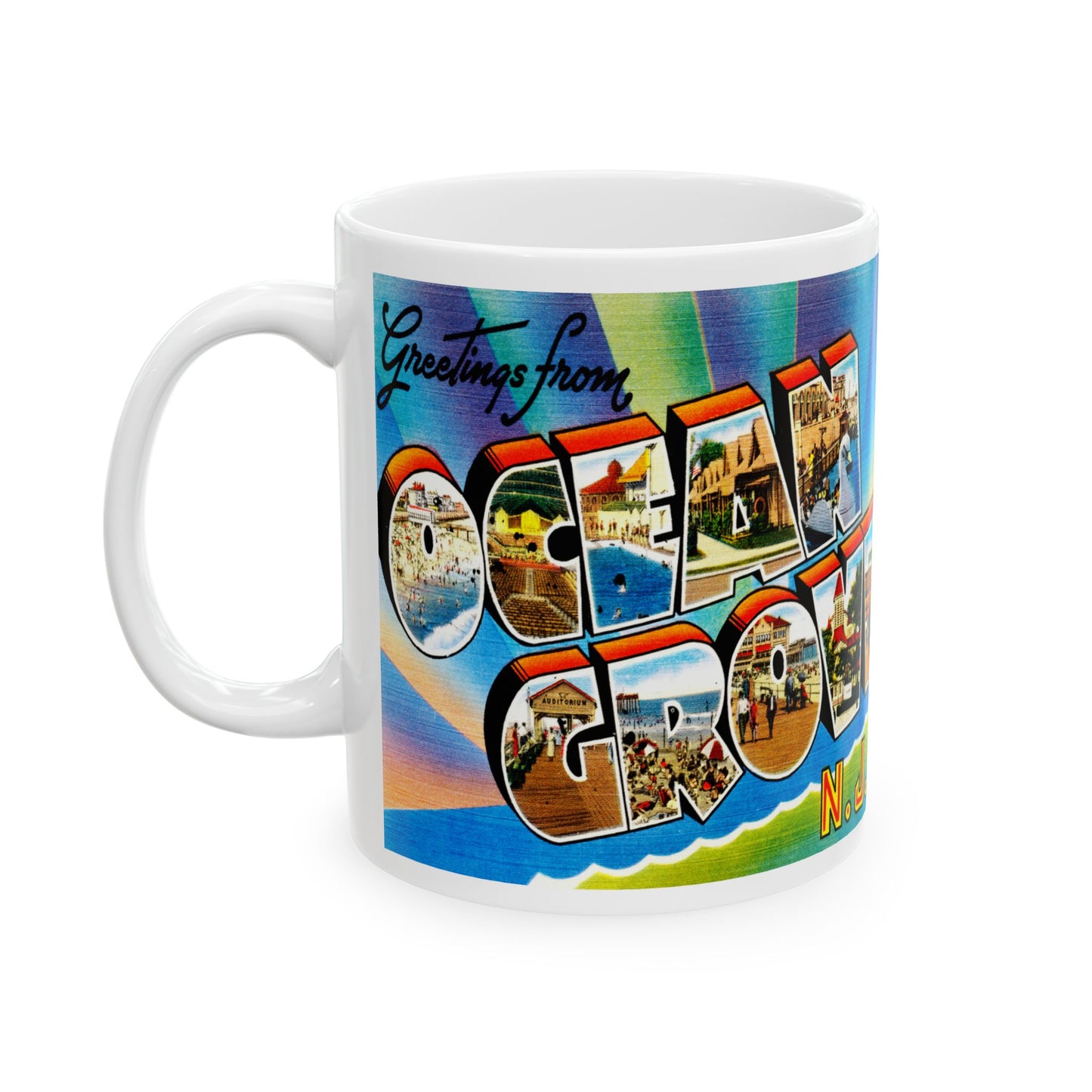 Memebly Retro Greetings from Ocean Grove NJ New Jersey Coffee Mug