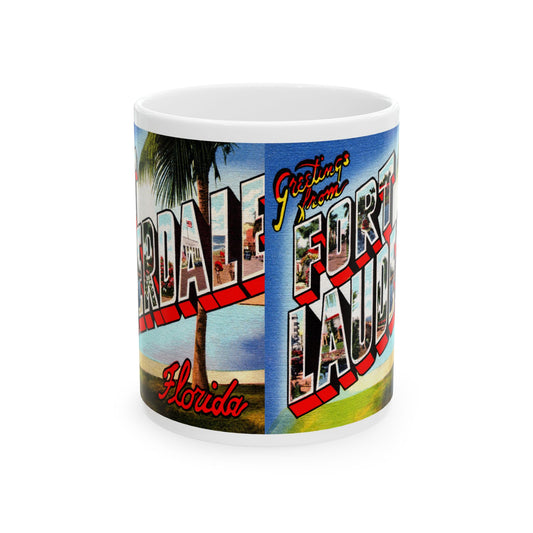 Memebly Vintage Colorful Greetings from Fort Lauderdale FL Florida Coffee Mug