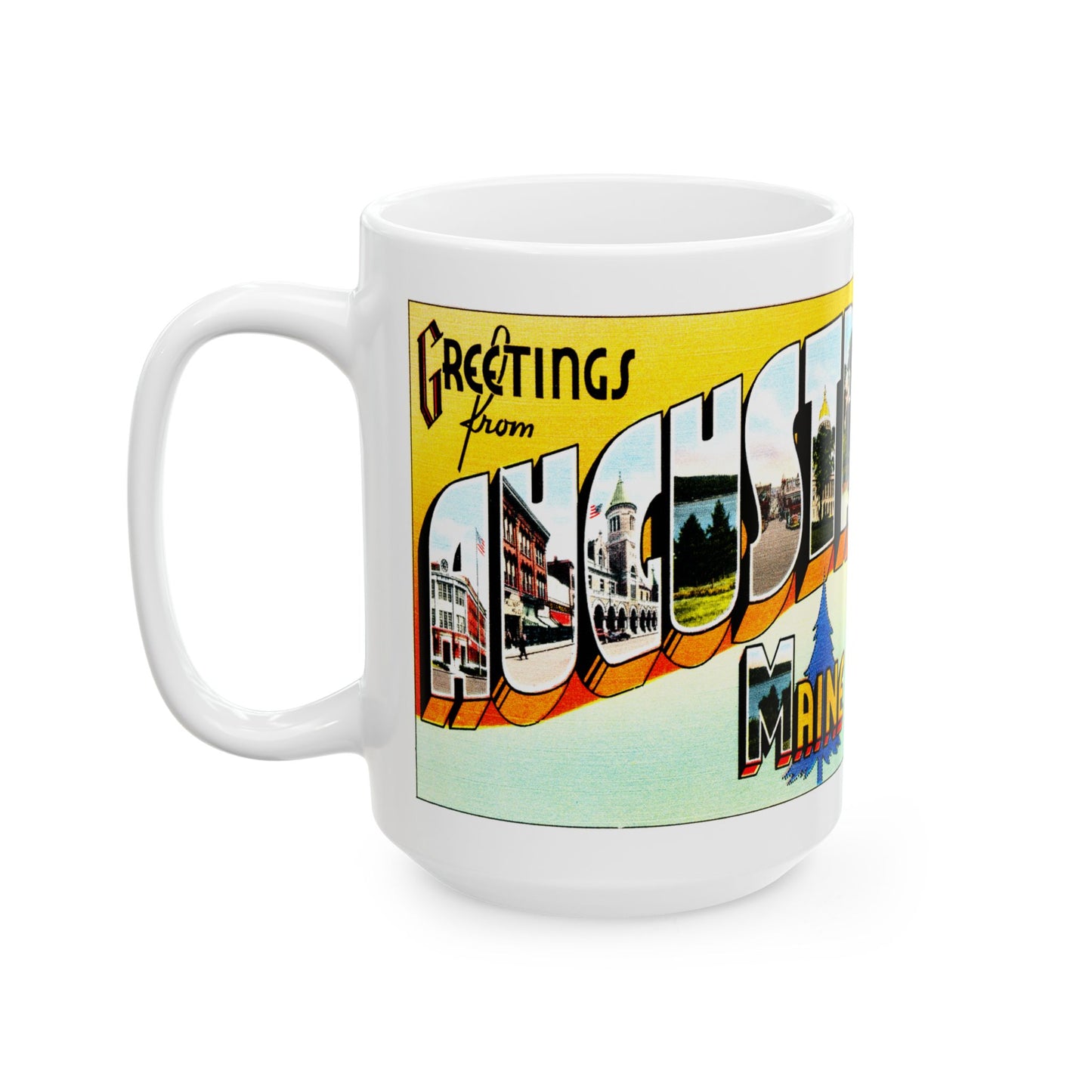 Memebly Vintage Greetings from Agusta ME Maine Coffee Mug