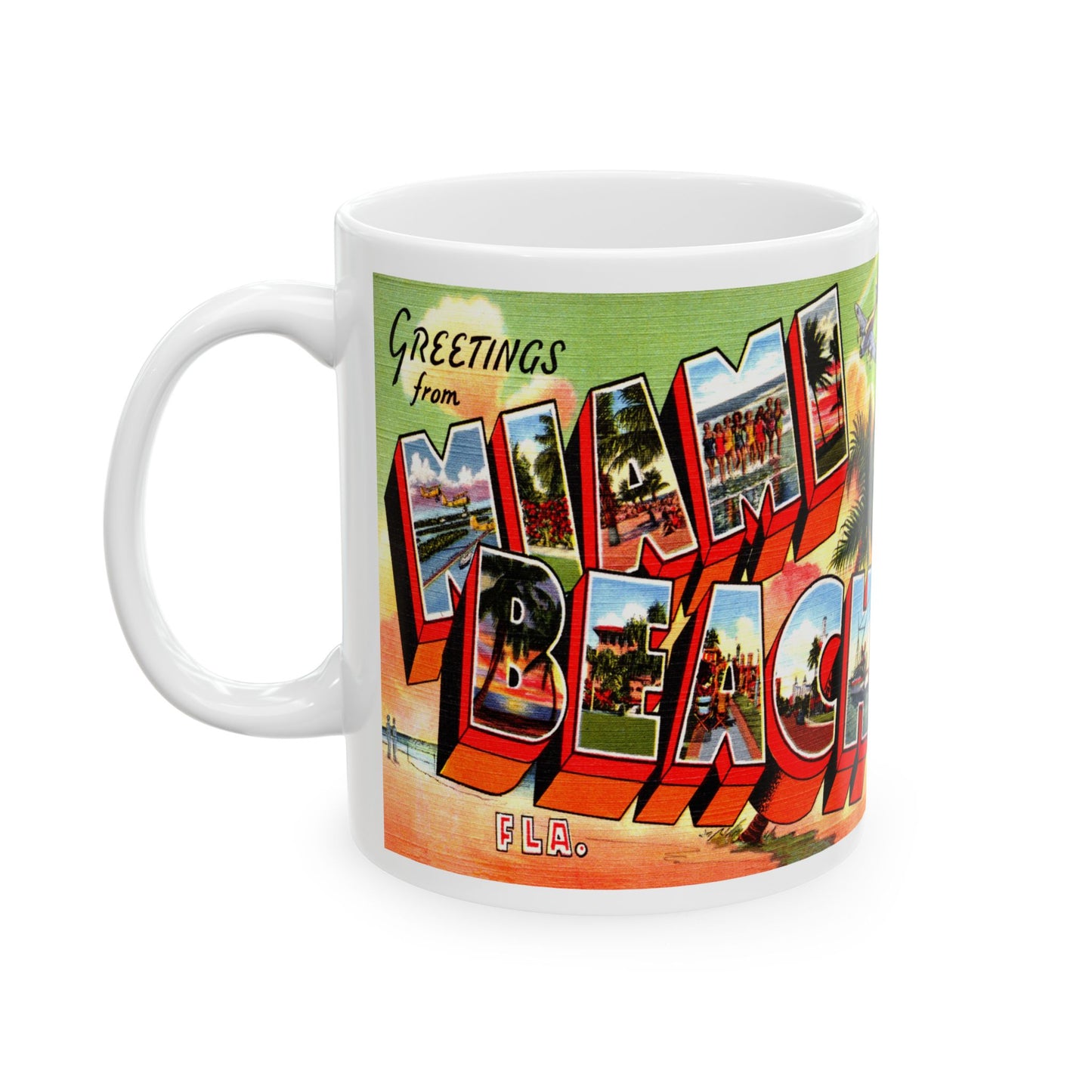 Memebly Colorful Retro Greetings from Miami Beach FL Florida Coffee Mug