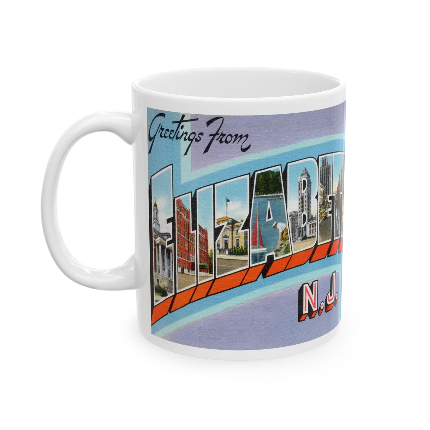 Memebly Vintage Greetings from Elizabeth NJ New Jersey Coffee Mug