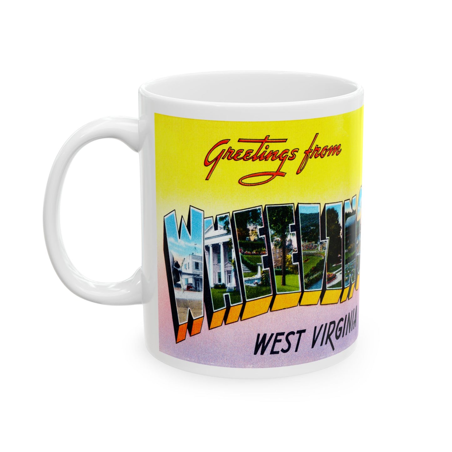 Memebly Vintage Greetings from Wheeling WV West Virginia Coffee Mug