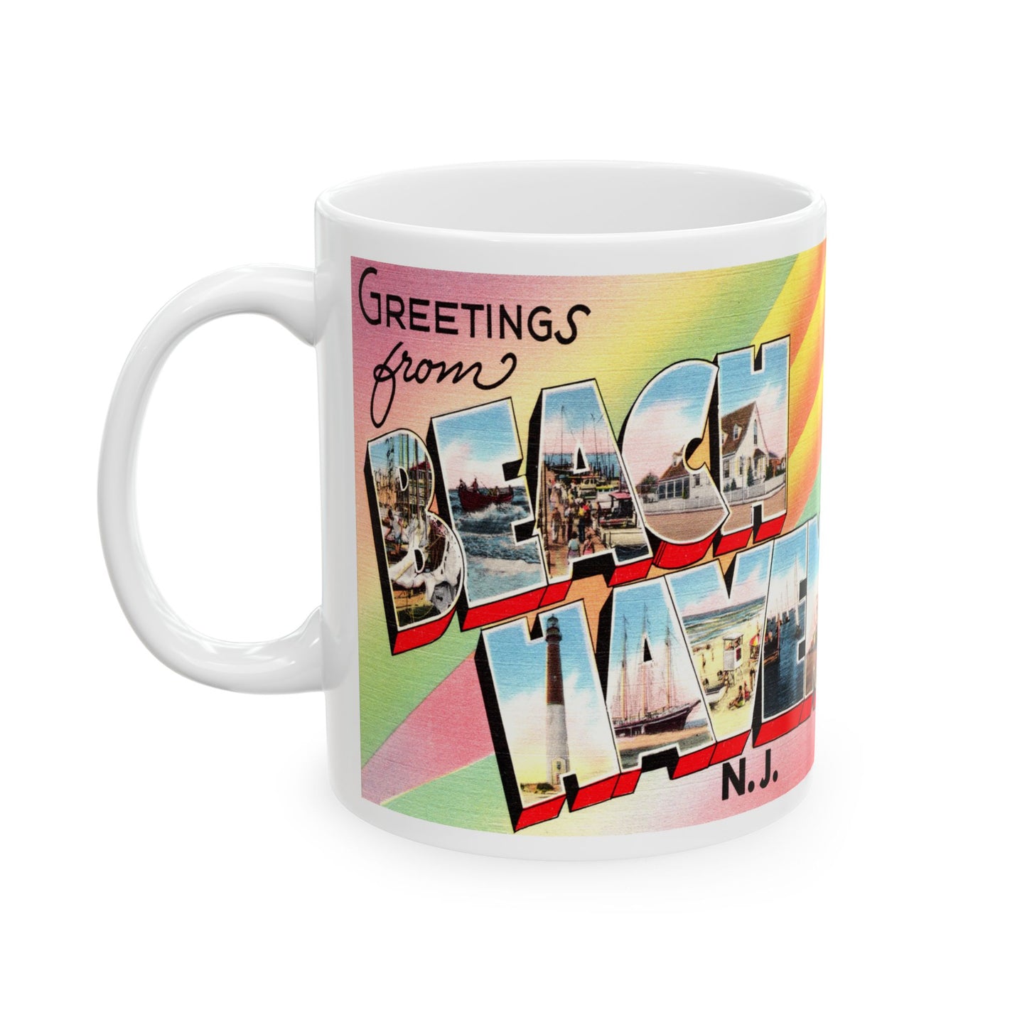 Memebly Vintage Greetings from Beach Haven NJ New Jersey LBI Coffee Mug