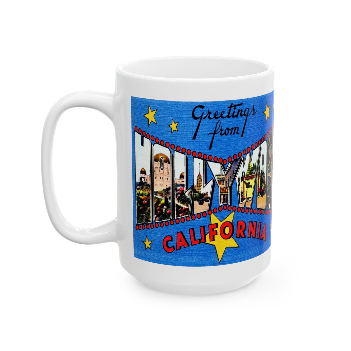 Memebly Colorful Greetings from Hollywood CA California Coffee Mug