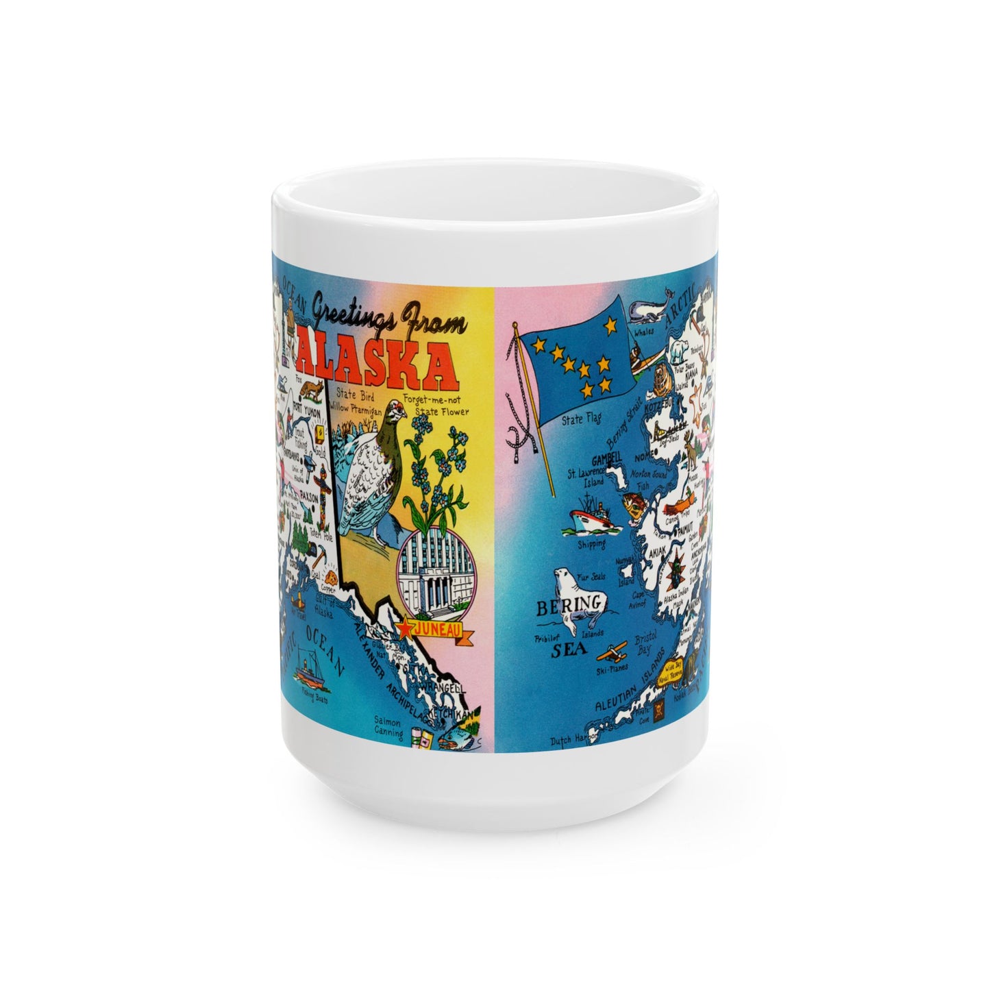 Memebly Retro Greetings from Alaska Map Coffee Mug