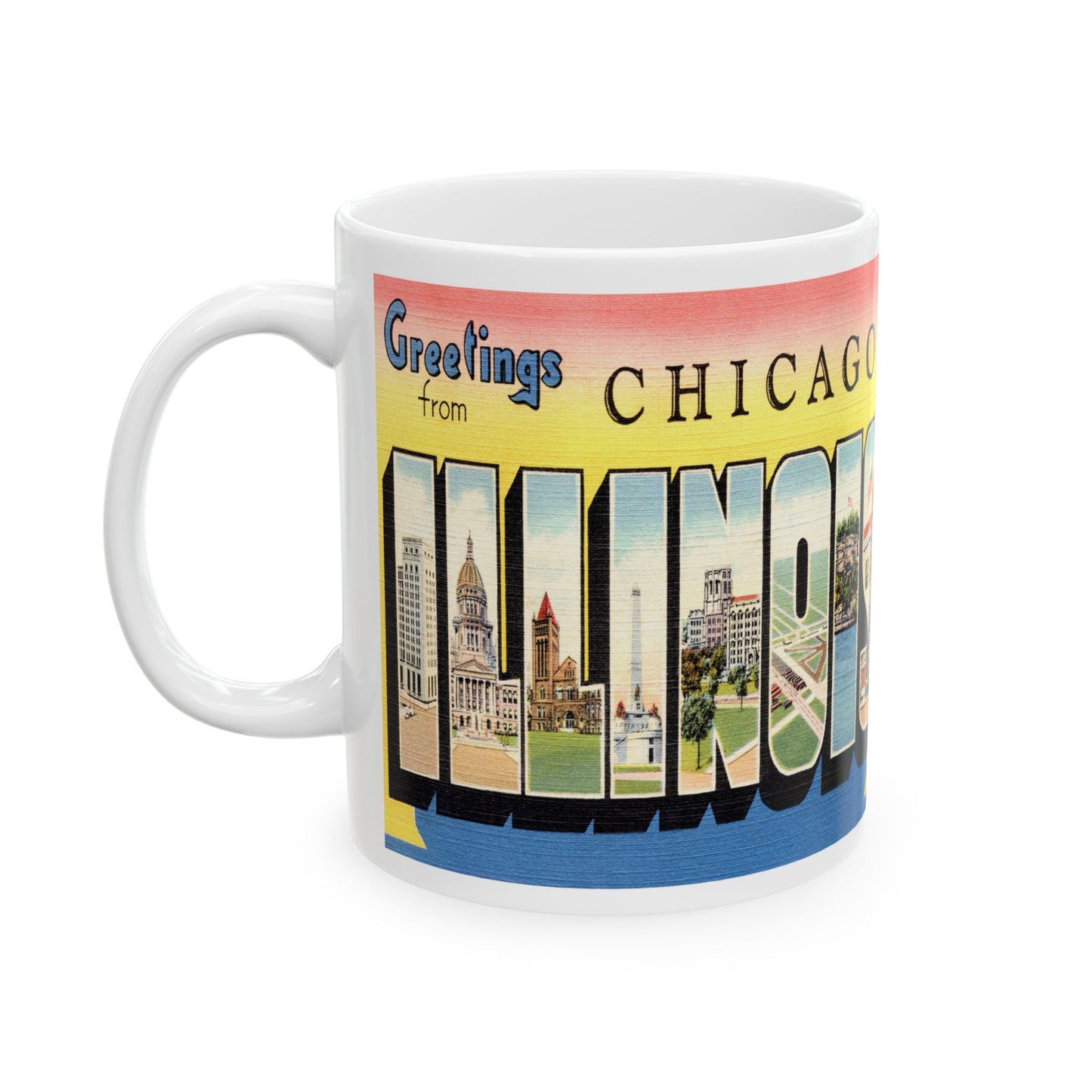 Memebly Colorful Retro Greetings from Chicago IL Coffee Mug