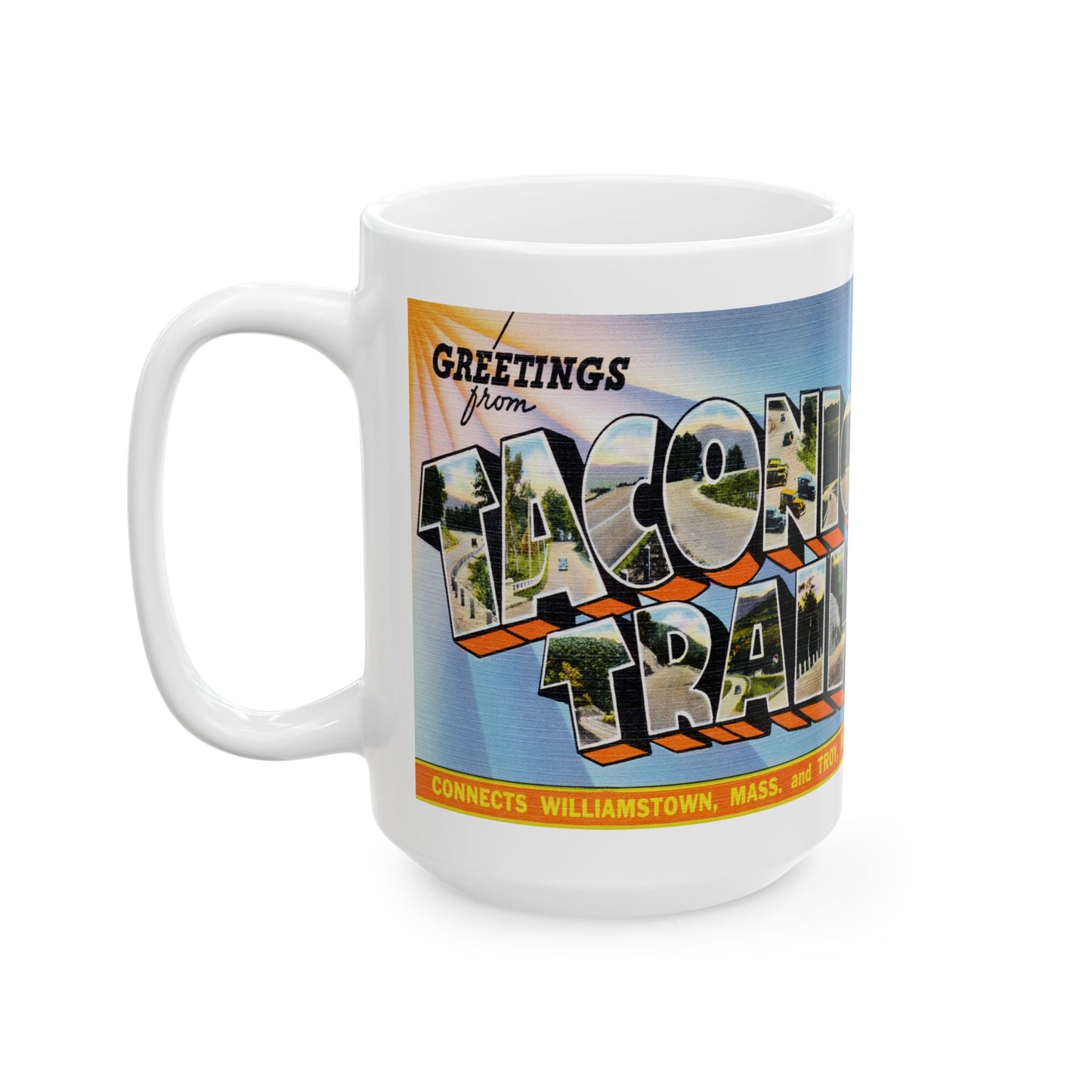 Memebly Vintage Greetings from the Taconic Trail MA Massachusetts Coffee Mug