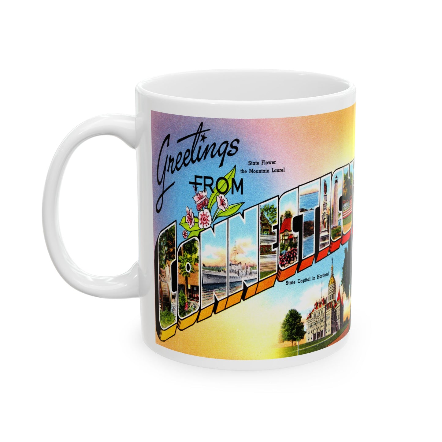 Memebly Vintage Greetings from Connecticut CT Coffee Mug