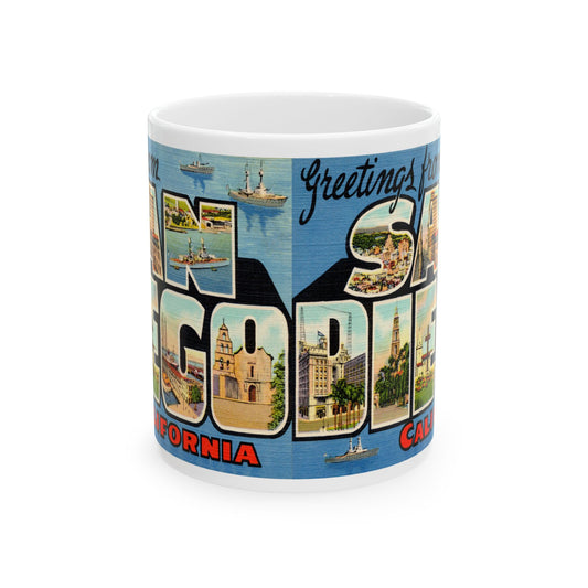 Memebly Vintage Greetings from San Diego CA California Coffee Mug