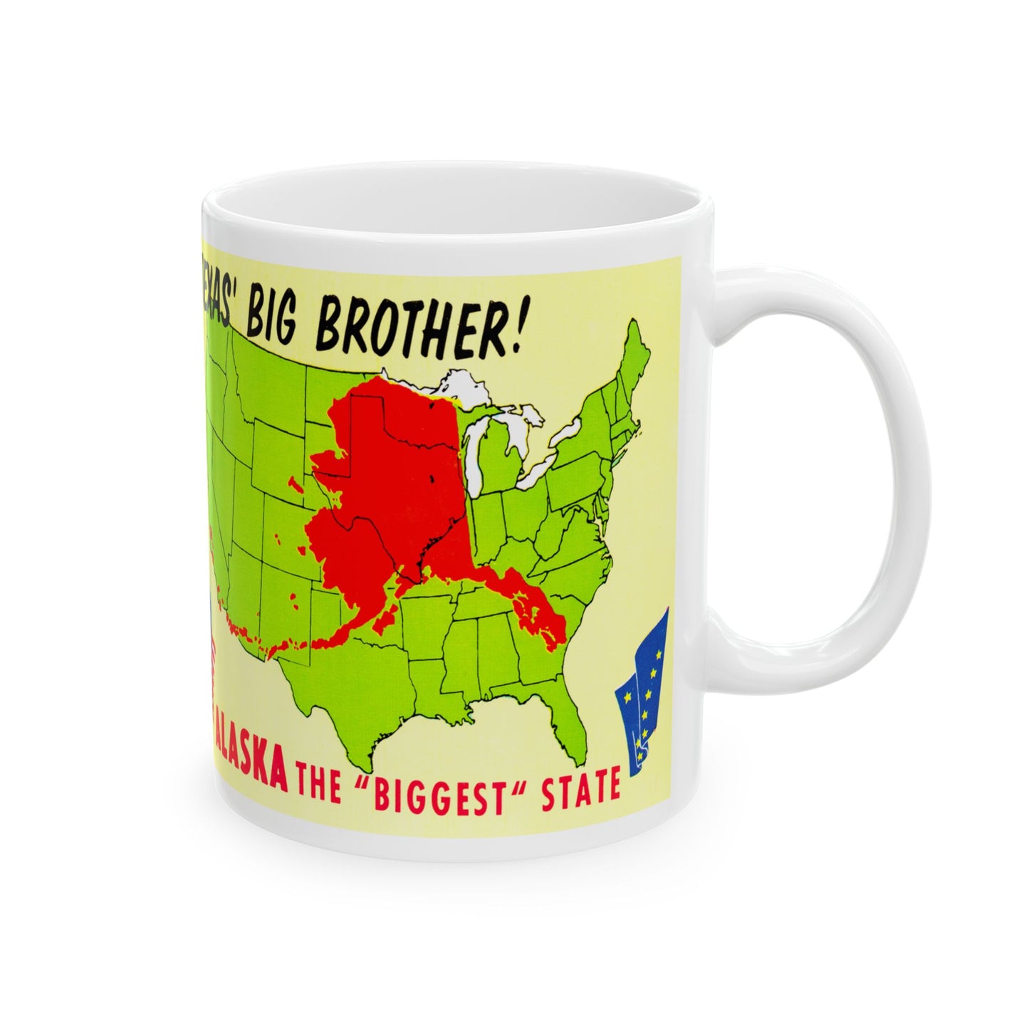 Memebly Vintage Texas Big Brother Alaska  Map Coffee Mug