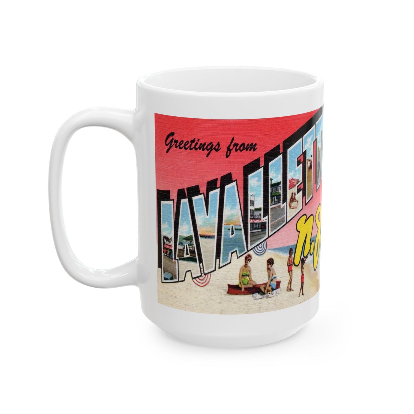 Memebly Vintage Beach Greetings from Lavallette NJ New Jersey Coffee Mug