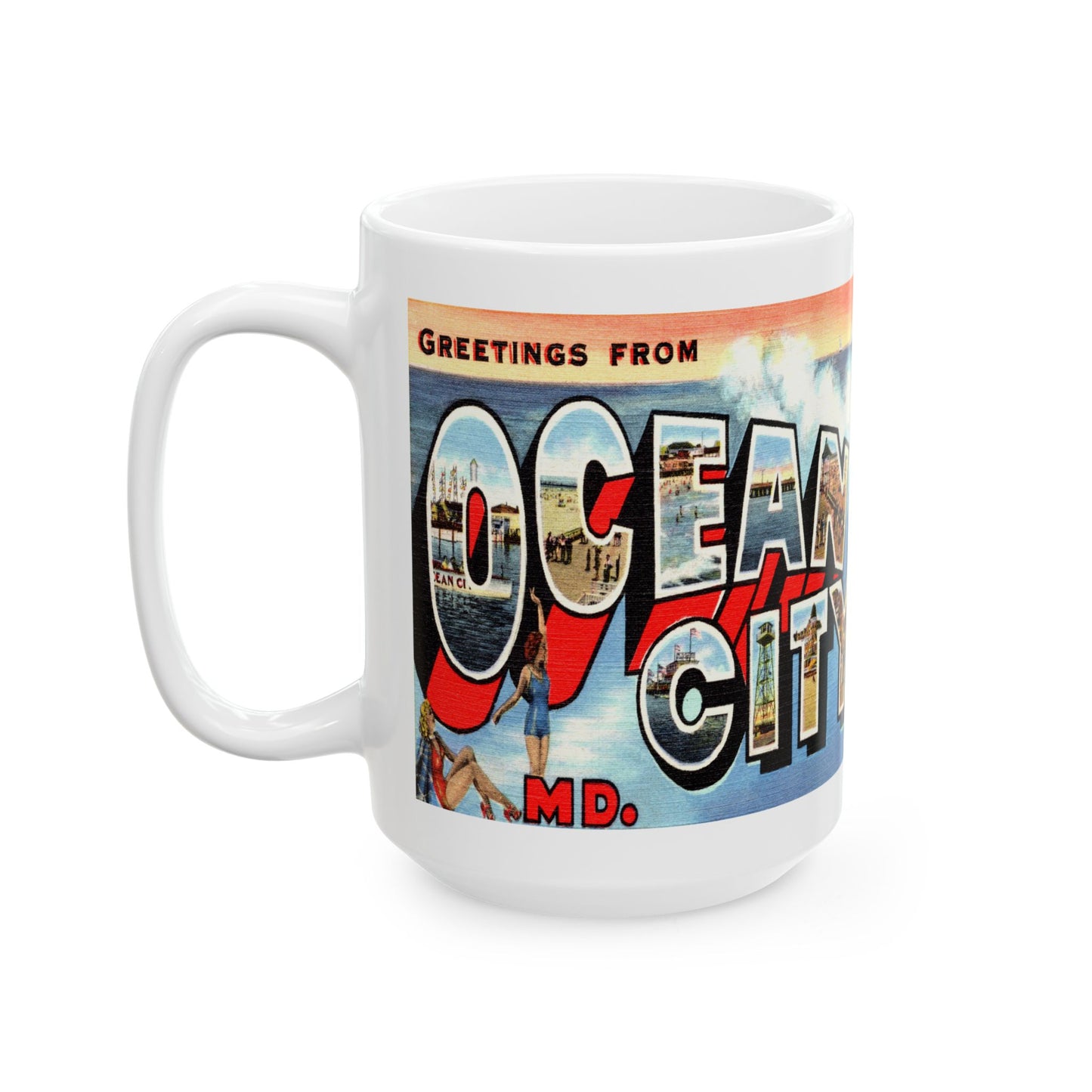 Memebly Scenic Vintage Greetings from Ocean City MD Maryland Coffee Mug