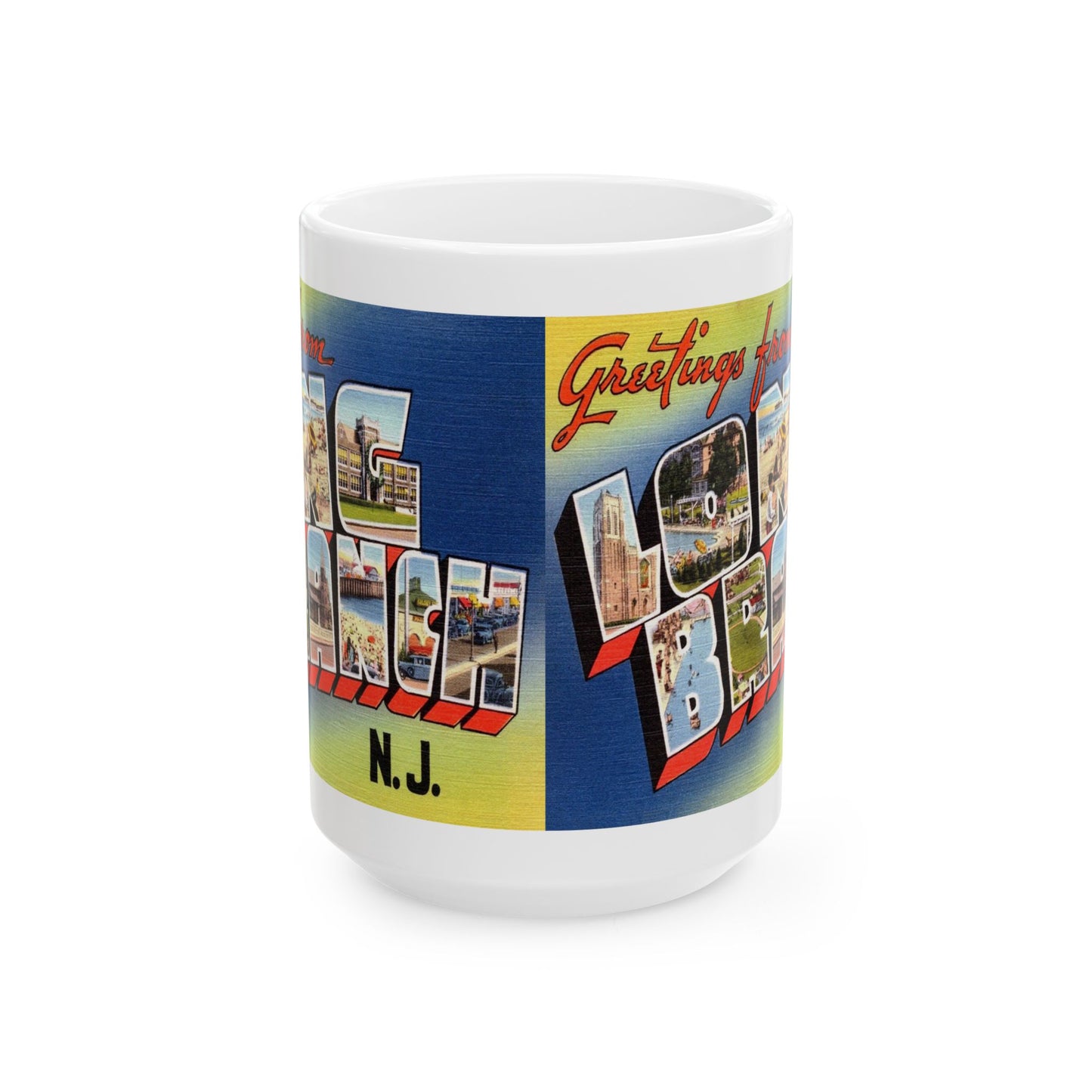 Memebly Retro Greetings from Long Branch NJ New Jersey Coffee Mug