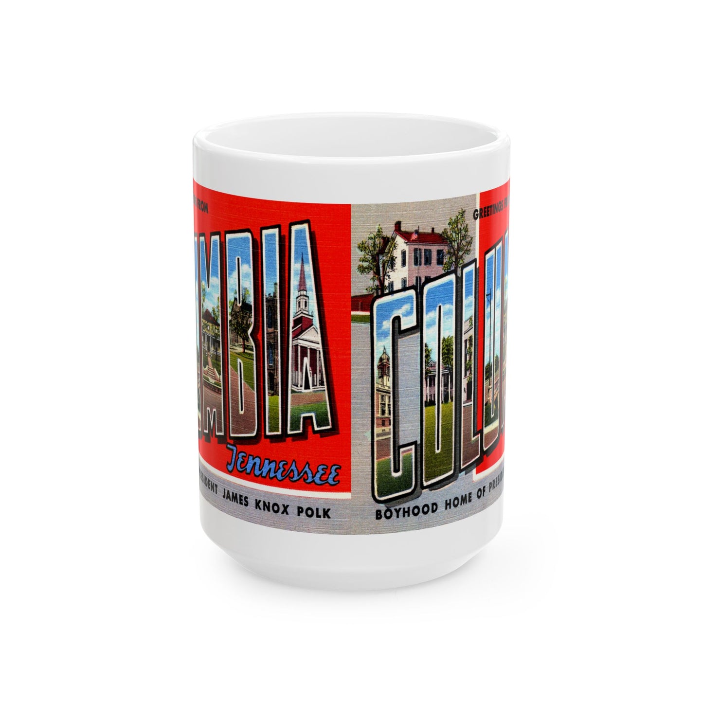 Memebly Vintage Greetings from Columbia TN Tennessee Coffee Mug