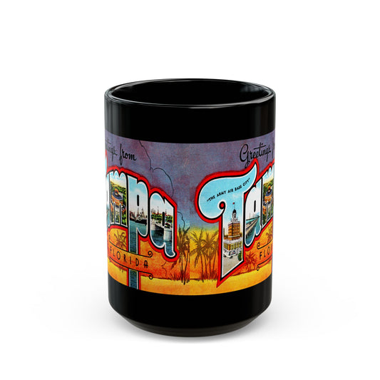 Memebly Black Vintage Retro Greetings from Tampa FL Florida Coffee Mug