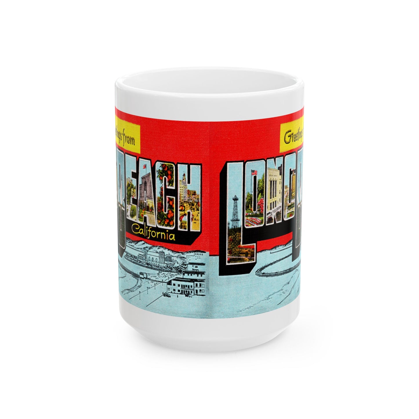 Memebly Retro Greetings from Long Beach CA California Coffee Mug