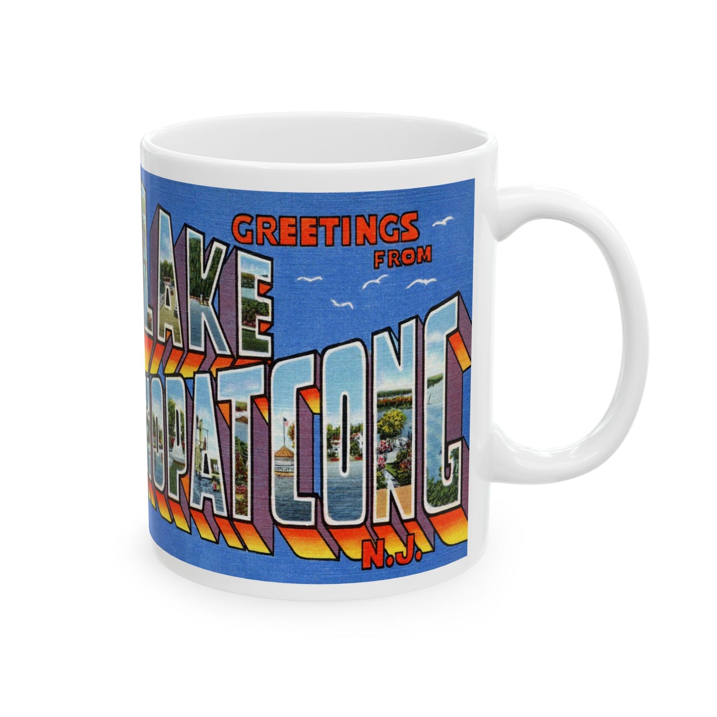 Memebly Vintage Greetings from Lake Hopatcong NJ New Jersey Coffee Mug