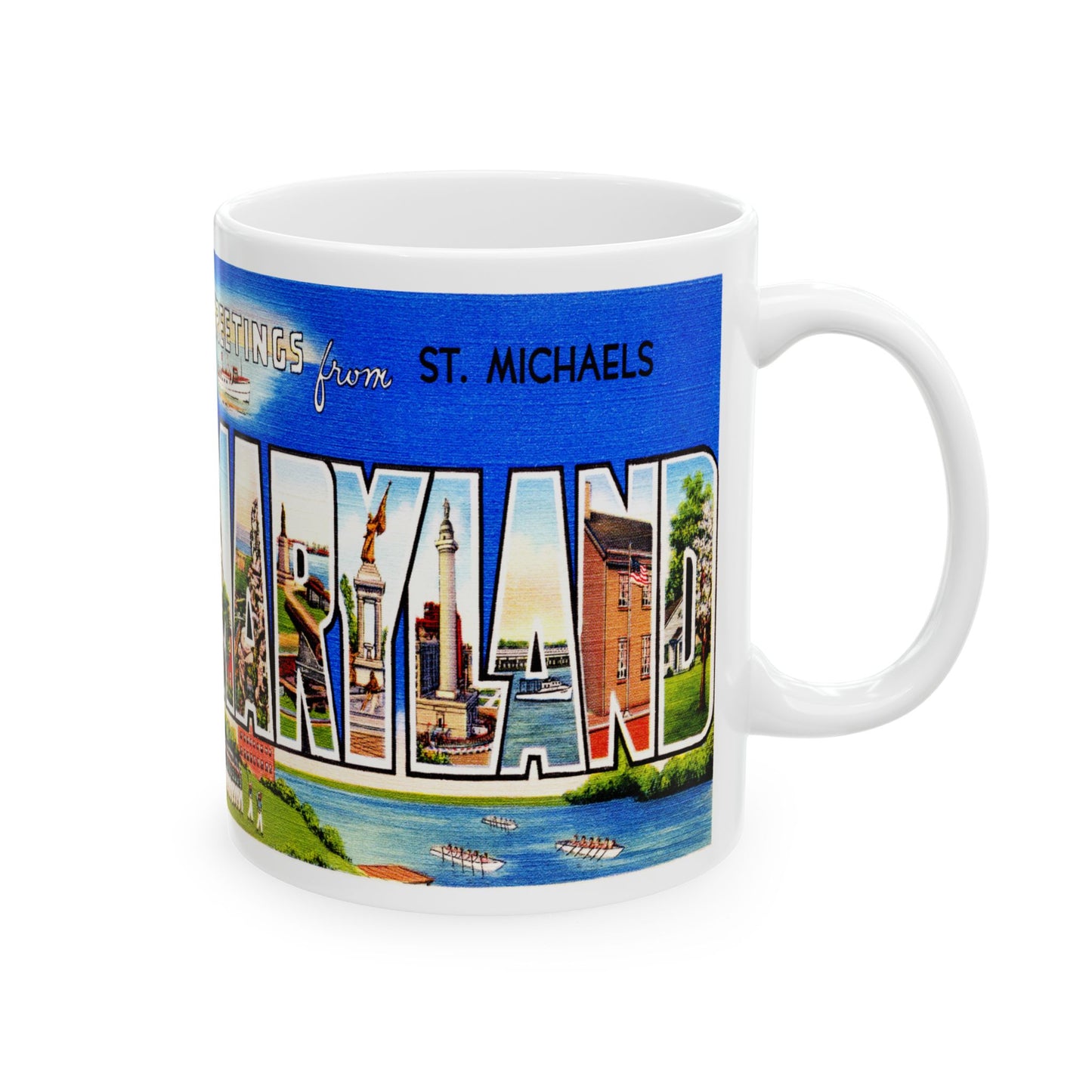 Memebly Vintage Greetings from Saint St Michaels MD Maryland Coffee Mug