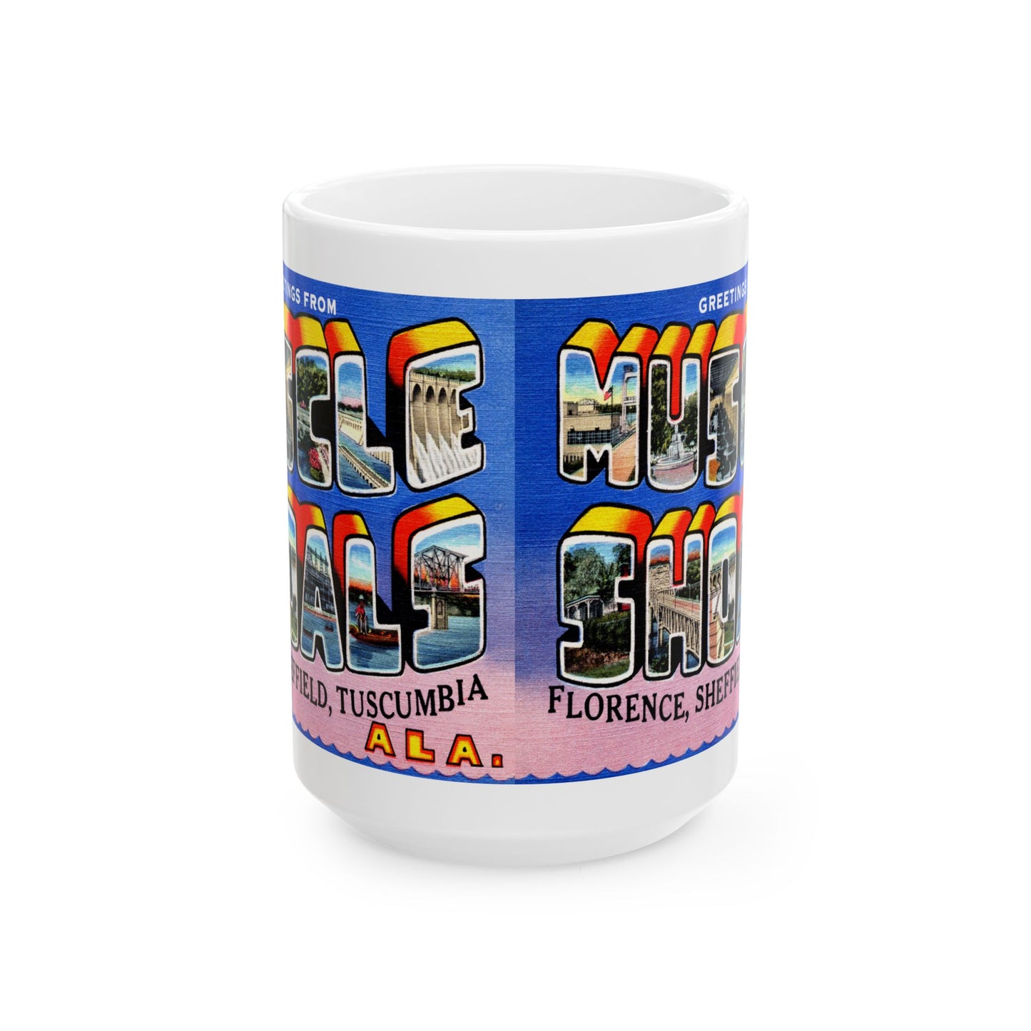 Memebly Vintage Greetings from Muscle Shoals AL Coffee Mug